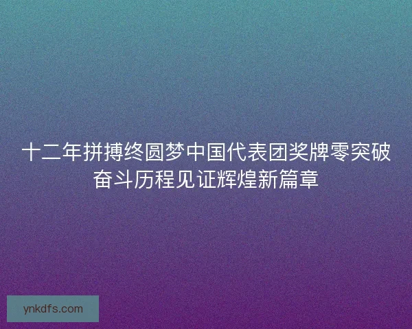 十二年拼搏终圆梦中国代表团奖牌零突破奋斗历程见证辉煌新篇章